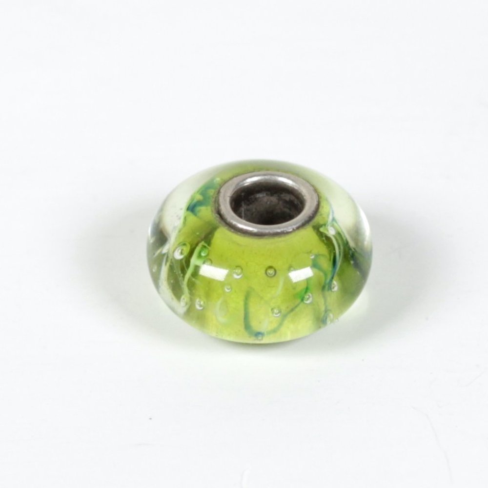 Sterling Silver Green Art Glass Bubble Bead Charm for Charm Bracelet
